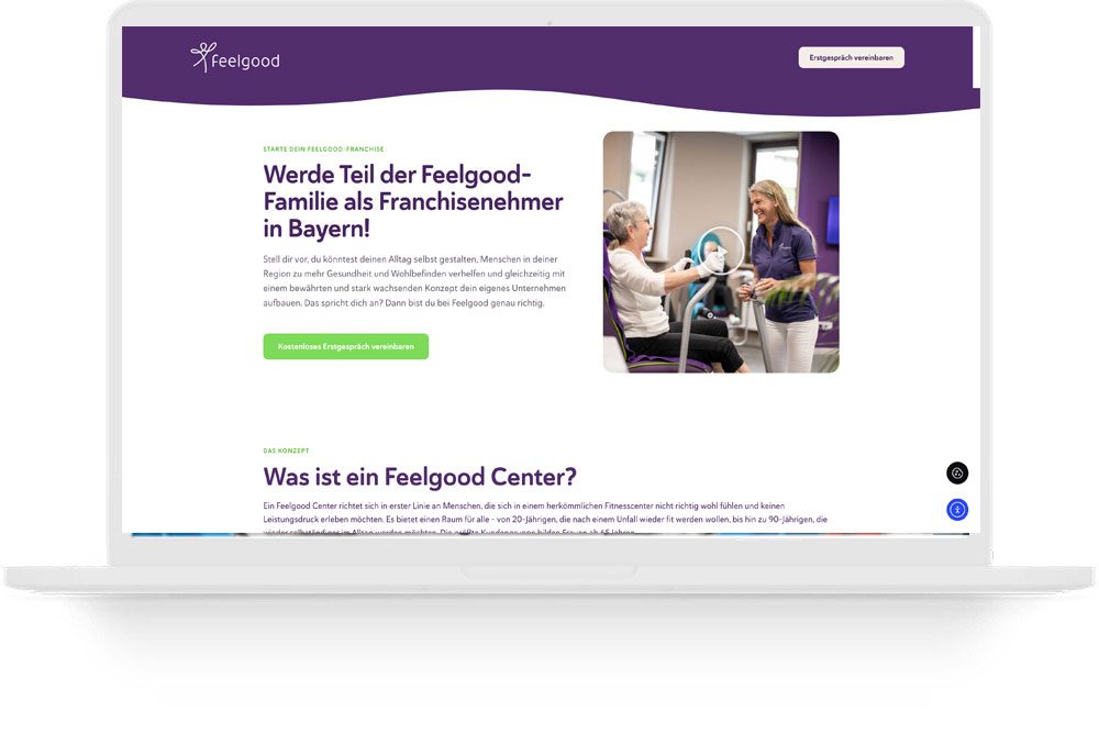 Franchise-Landingpage von Feelgood für den Markteintritt in Bayern, entwickelt von Personalbrand